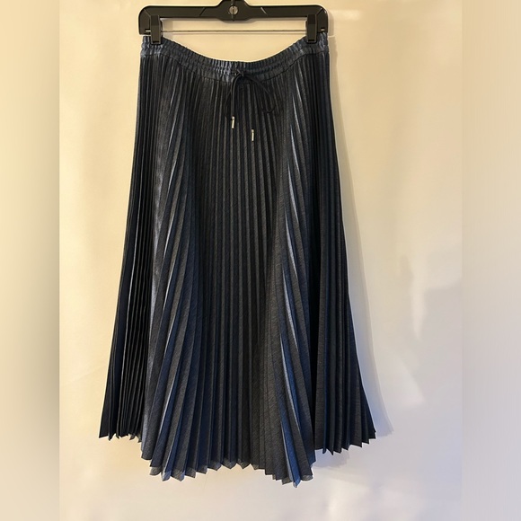 LAFAYETTE 148 NEW YORK GWENDA SKIRT PLEATED FLAIR RETRO BLUE DRAWSTRING WAIST S - Picture 3 of 11